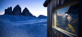 Cold winter night in the Italian Dolomites